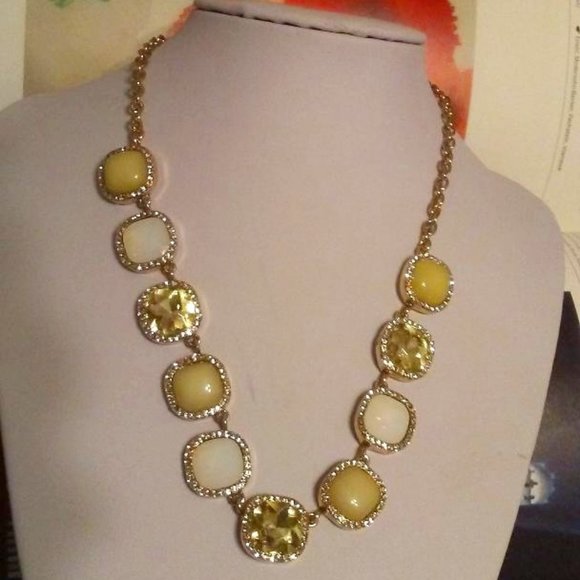 WHBM Gold Tone Stone & Opal Necklace - Picture 2 of 5